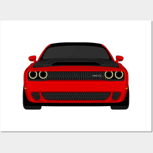 DODGE DEMON FRONT DARK-RED Posters and Art